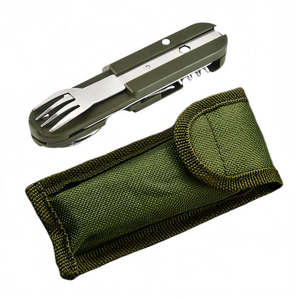 Sztućce wielofunkcyjne 7 w 1 - składana zastawa survivalowa z etui